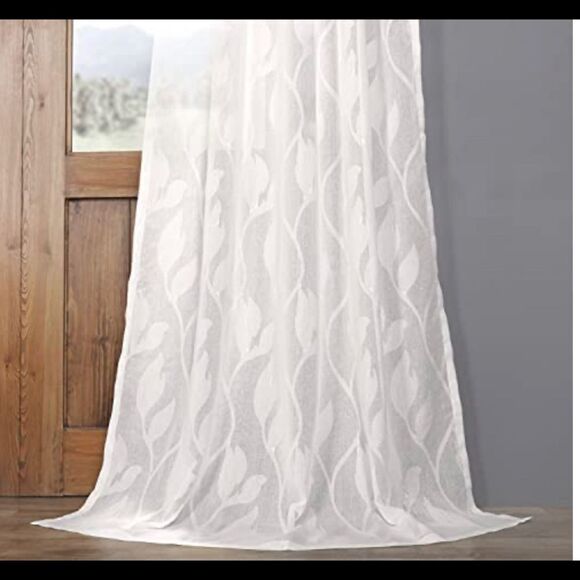 Faux Linen white sheer collection 50 inch by 108 inch sheer curtain panel - Picture 7 of 7